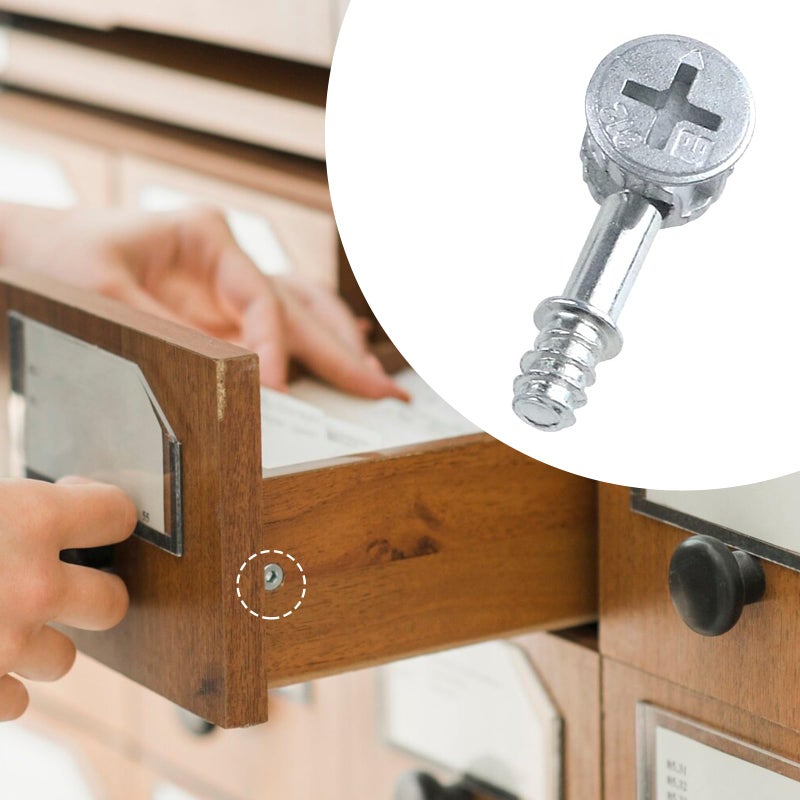 Antrader 10-Pack Furniture Side Knock Down Furniture Cam Lock Connecting Fitting Pre-Inserted Nut Dowels Connector Assembly (812 Fitting+28mm Screw) - Image 5